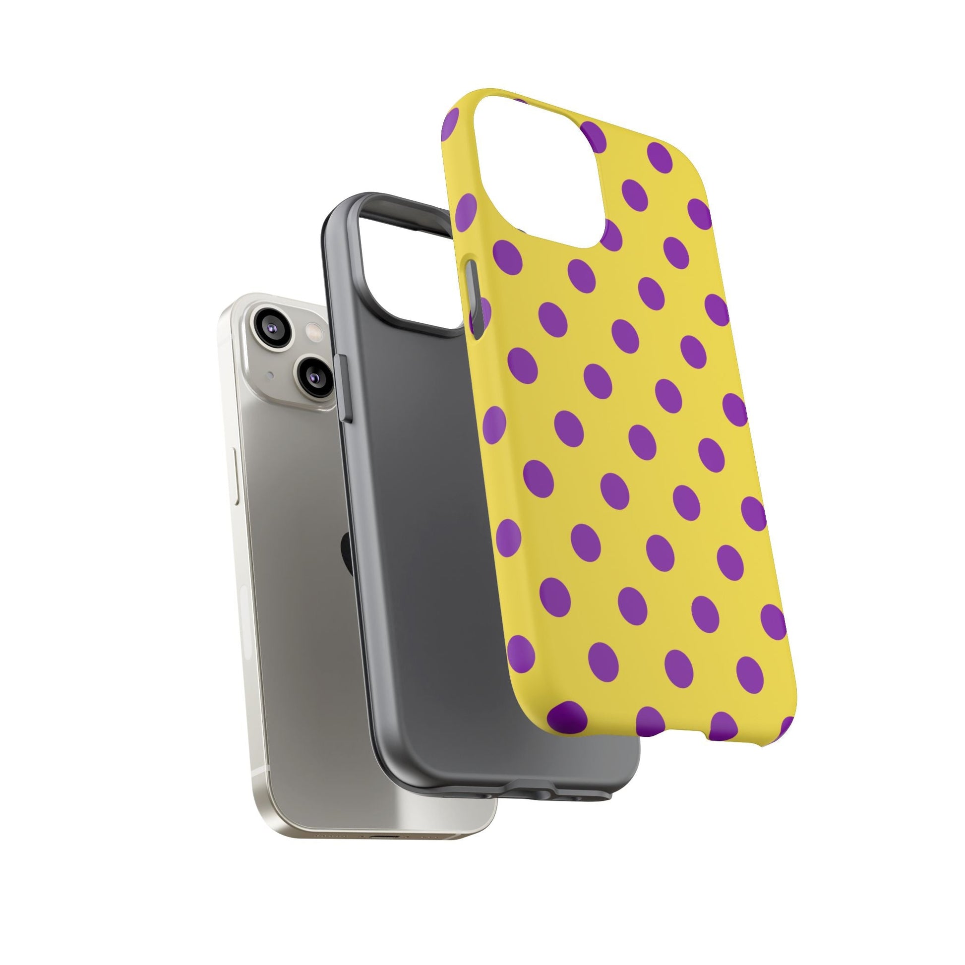 Phone Case - Bright Yellow with Purple Dots - Phone Case