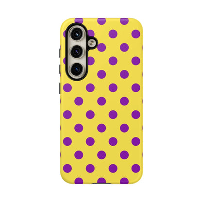 Phone Case - Bright Yellow with Purple Dots - Samsung Galaxy S24 / Matte - Phone Case