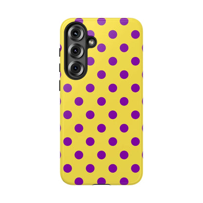 Phone Case - Bright Yellow with Purple Dots - Samsung Galaxy S25 Plus / Glossy - Phone Case