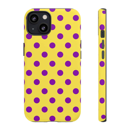 Phone Case - Bright Yellow with Purple Dots - iPhone 13 / Matte - Phone Case