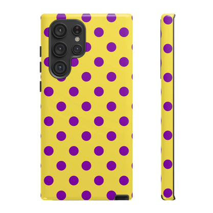 Phone Case - Bright Yellow with Purple Dots - Samsung Galaxy S22 Ultra / Glossy - Phone Case