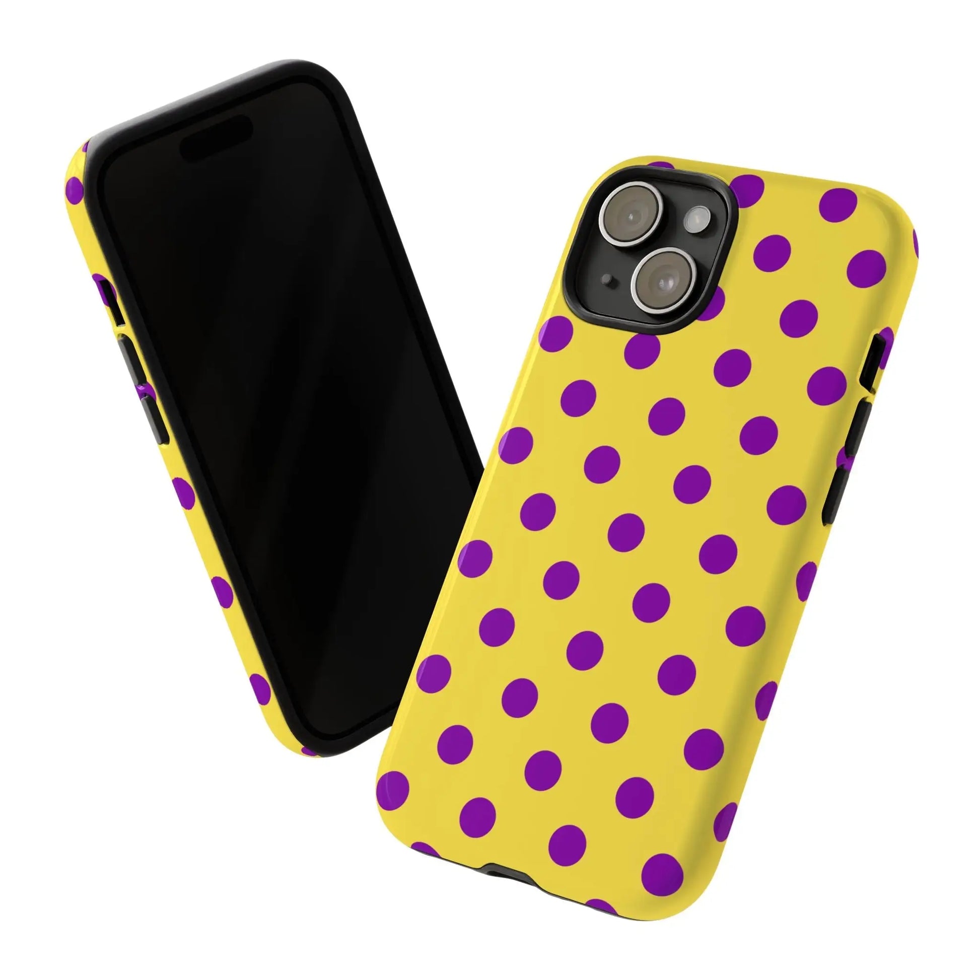 Phone Case - Bright Yellow with Purple Dots - Phone Case