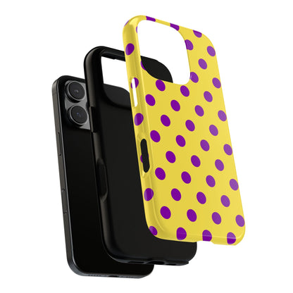 Phone Case - Bright Yellow with Purple Dots - Phone Case