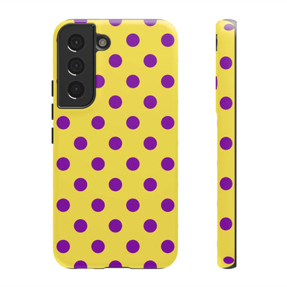 Phone Case - Bright Yellow with Purple Dots - Samsung Galaxy S22 / Matte - Phone Case