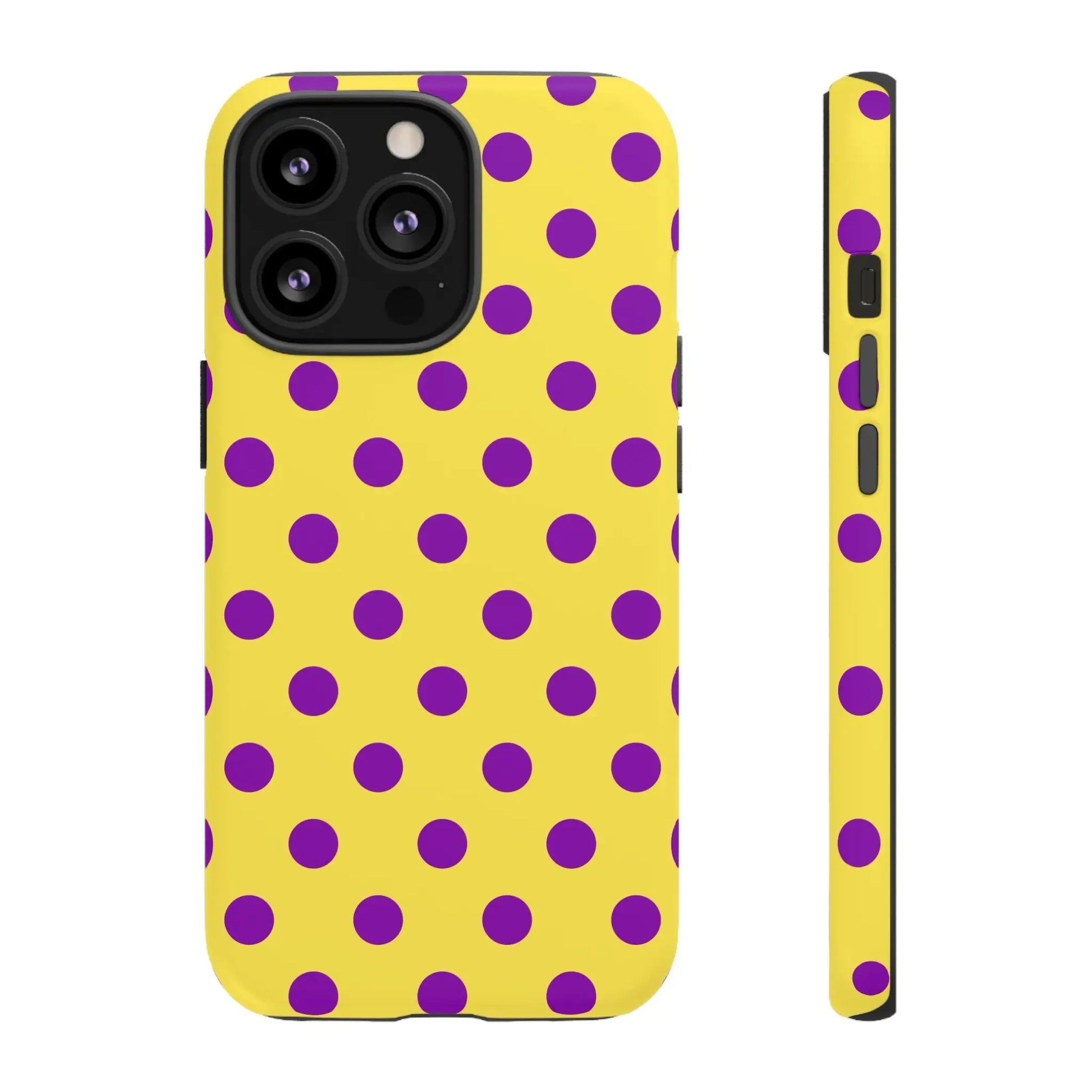 Phone Case - Bright Yellow with Purple Dots - iPhone 13 Pro / Matte - Phone Case
