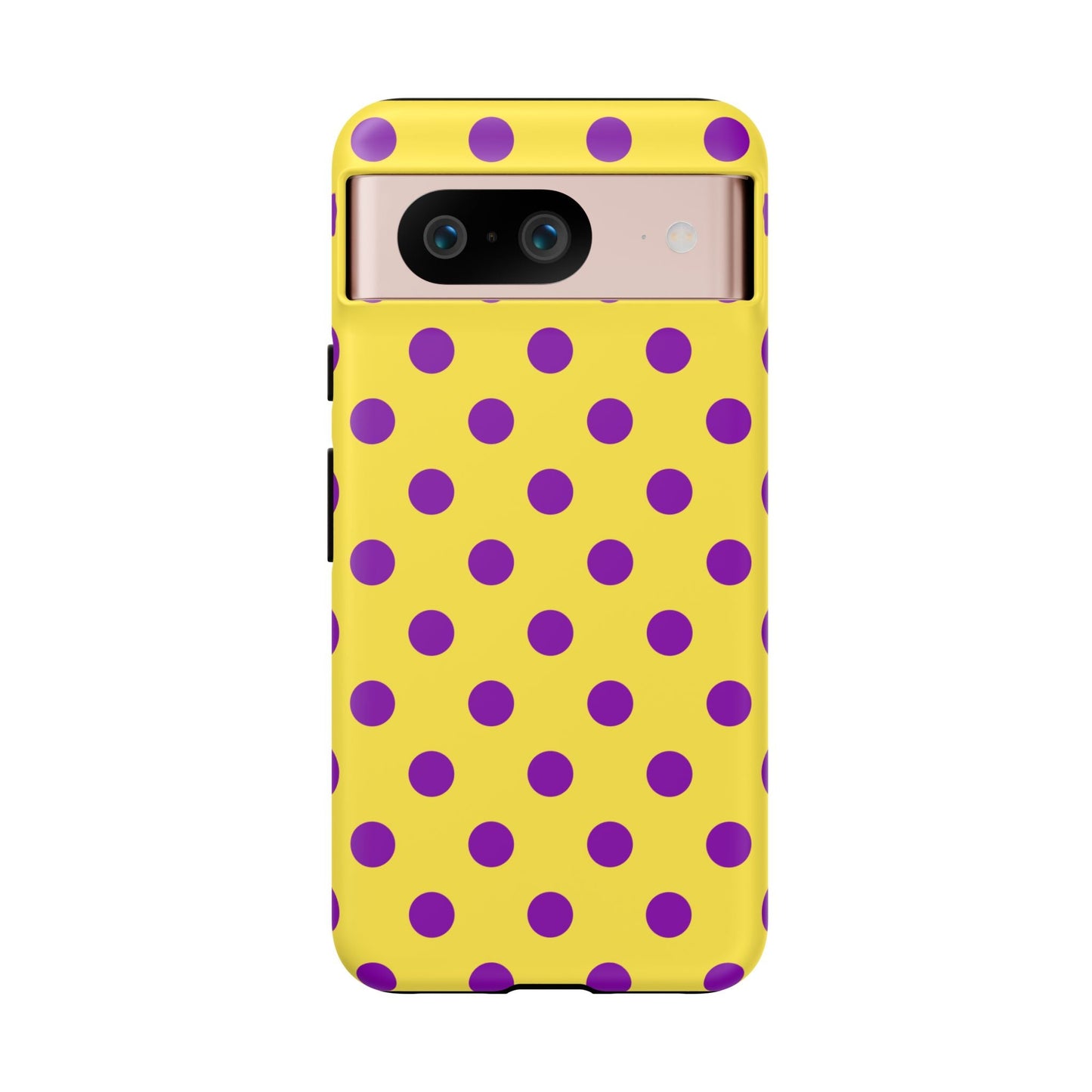 Phone Case - Bright Yellow with Purple Dots - Google Pixel 8 / Matte - Phone Case