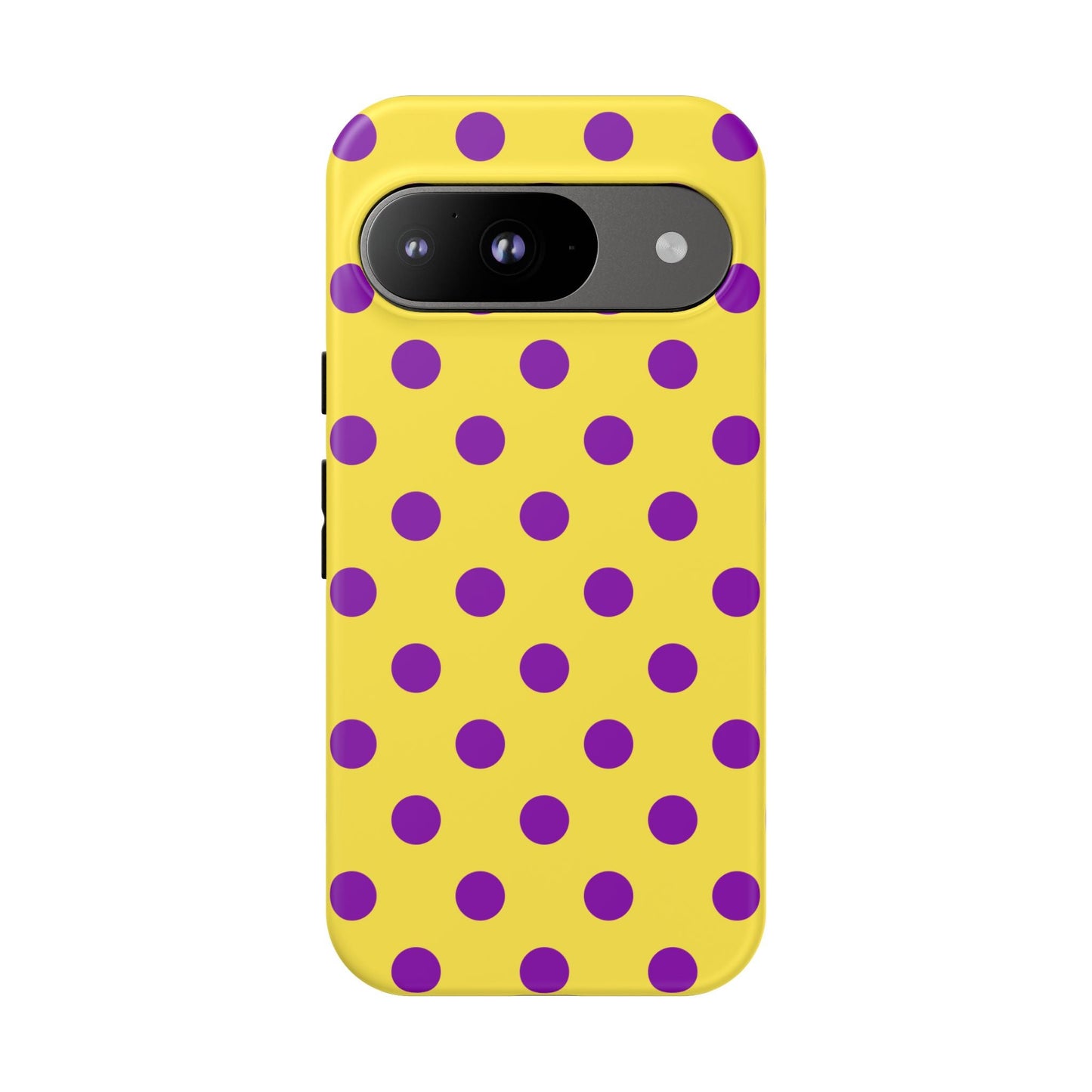 Phone Case - Bright Yellow with Purple Dots - Google Pixel 9 / Matte - Phone Case