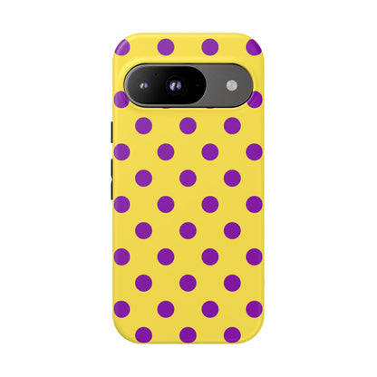 Phone Case - Bright Yellow with Purple Dots - Google Pixel 9 / Matte - Phone Case