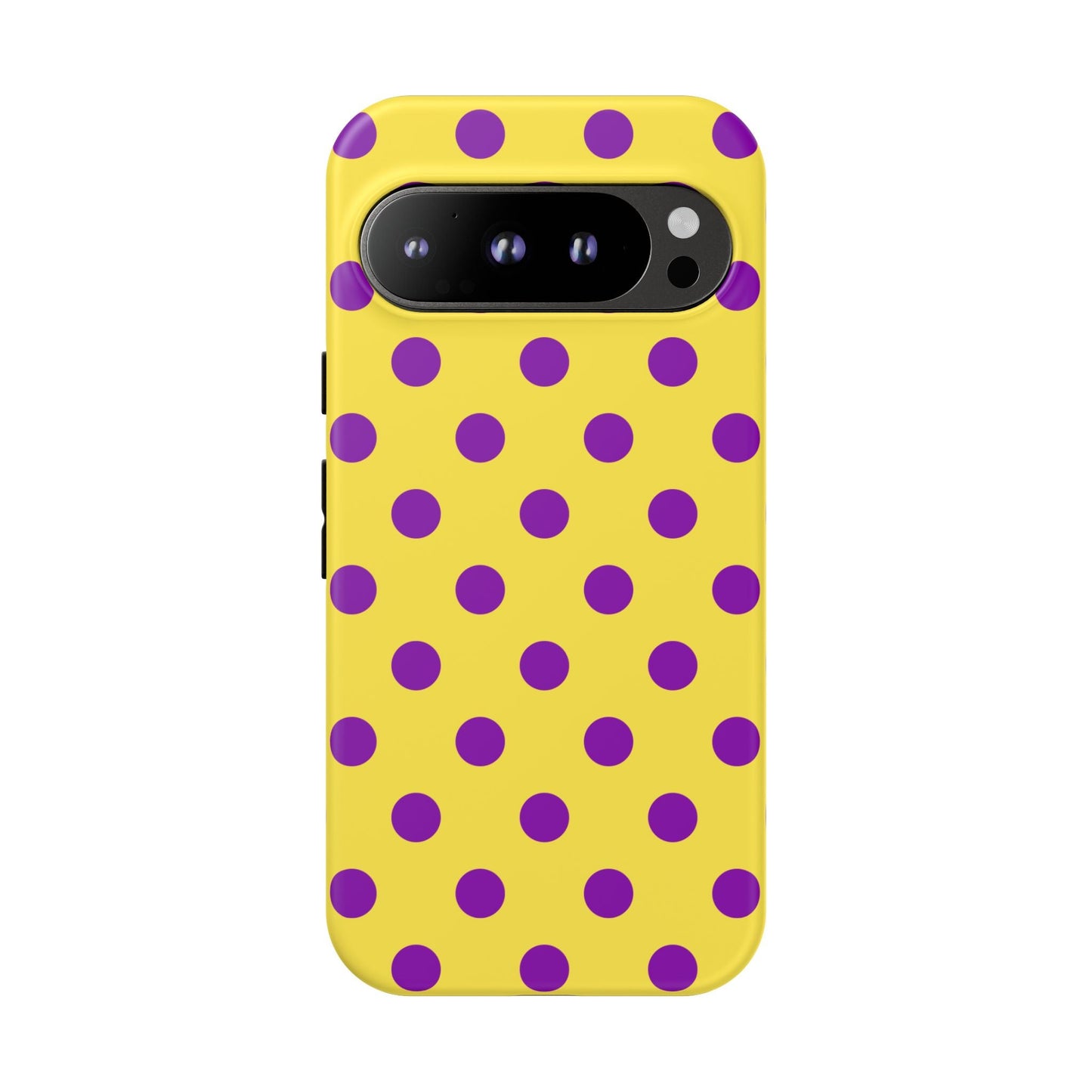 Phone Case - Bright Yellow with Purple Dots - Google Pixel 9 Pro / Matte - Phone Case