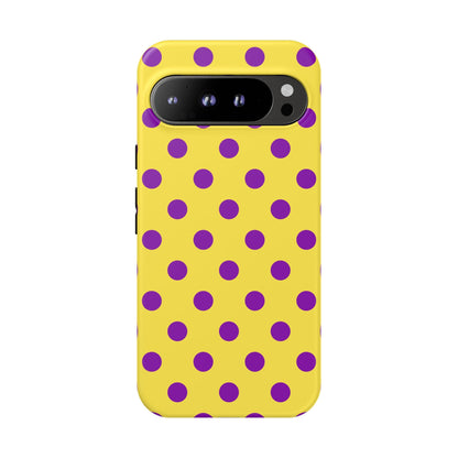 Phone Case - Bright Yellow with Purple Dots - Google Pixel 9 Pro XL / Matte - Phone Case