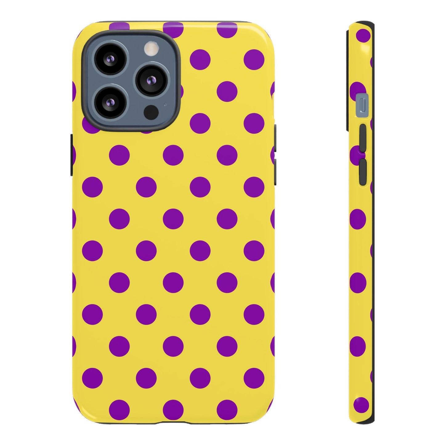 Phone Case - Bright Yellow with Purple Dots - iPhone 13 Pro Max / Glossy - Phone Case