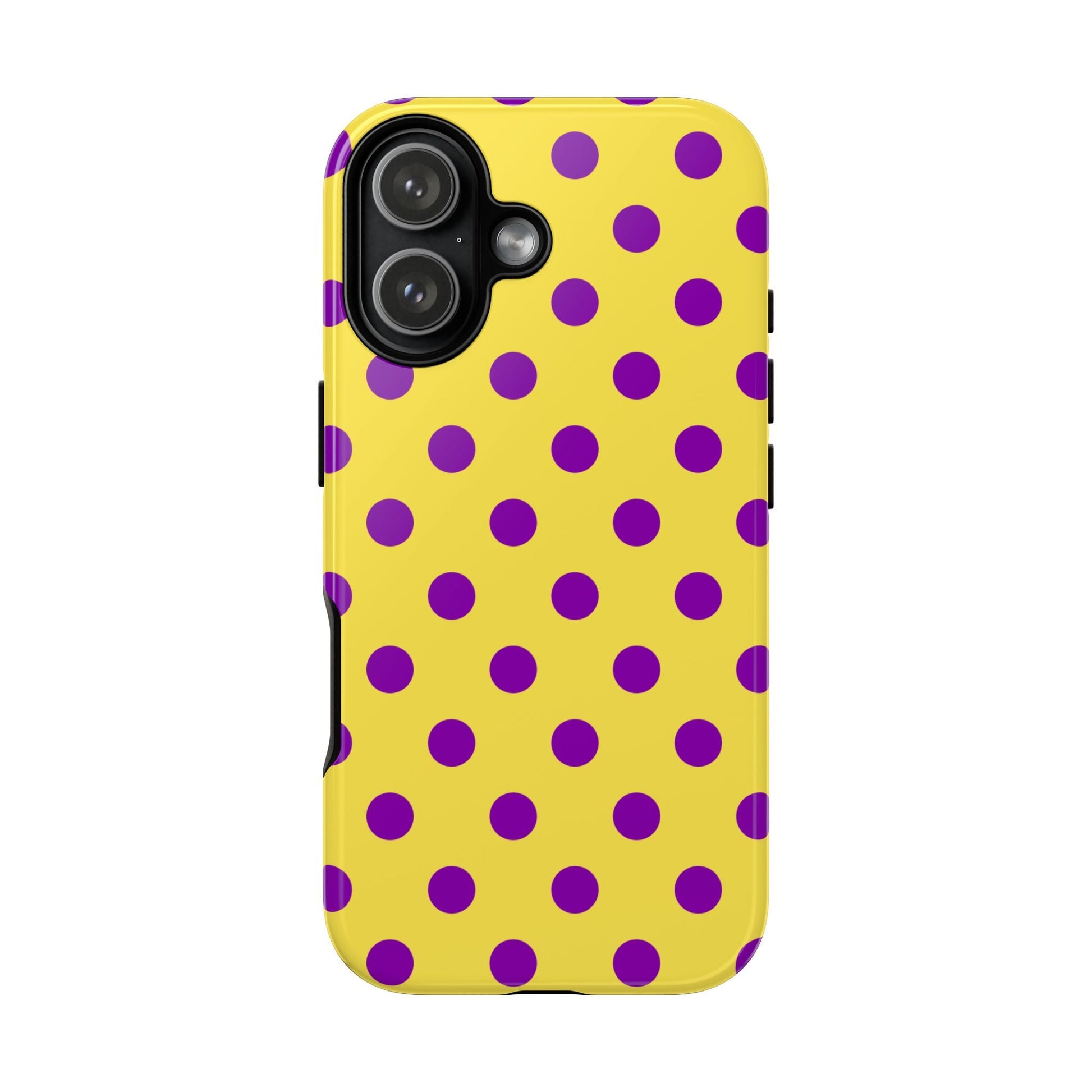Phone Case - Bright Yellow with Purple Dots - iPhone 17 / Glossy - Phone Case