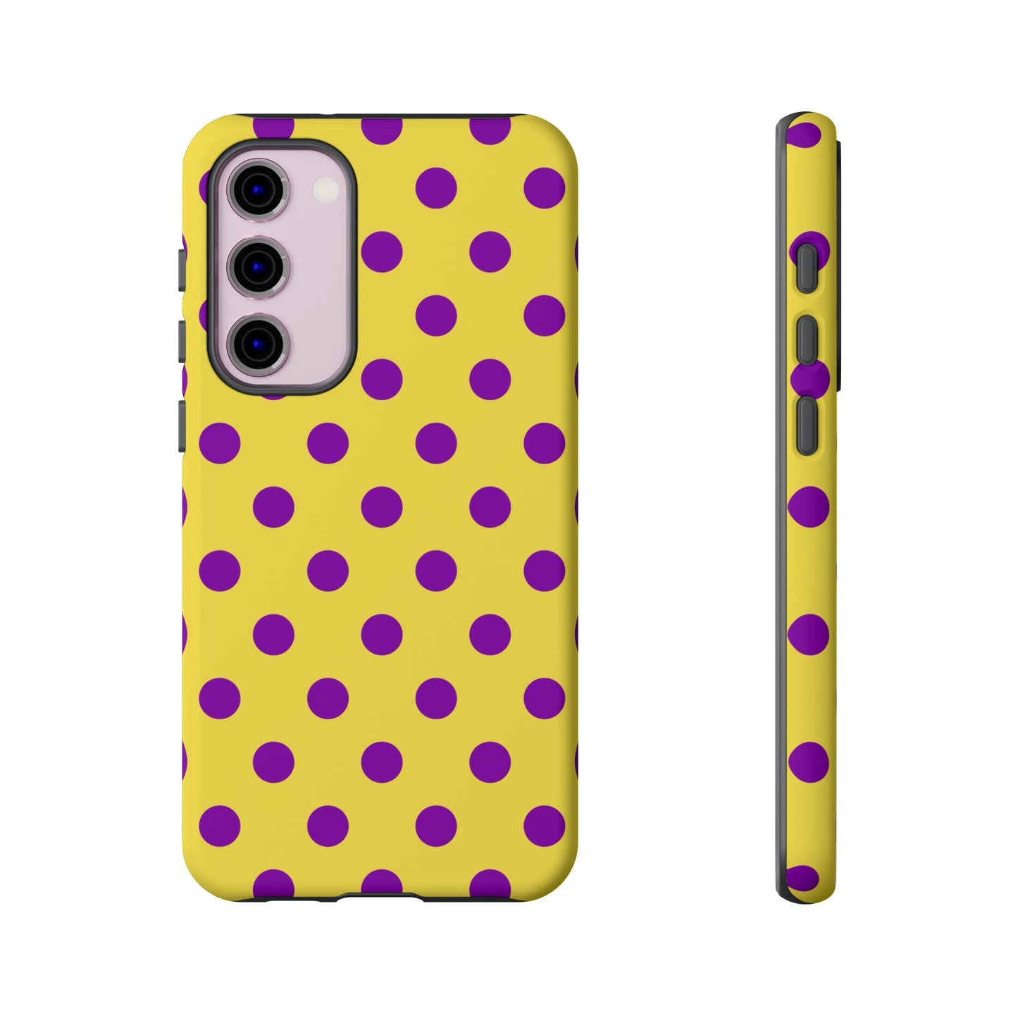 Phone Case - Bright Yellow with Purple Dots - Samsung Galaxy S23 Plus / Matte - Phone Case