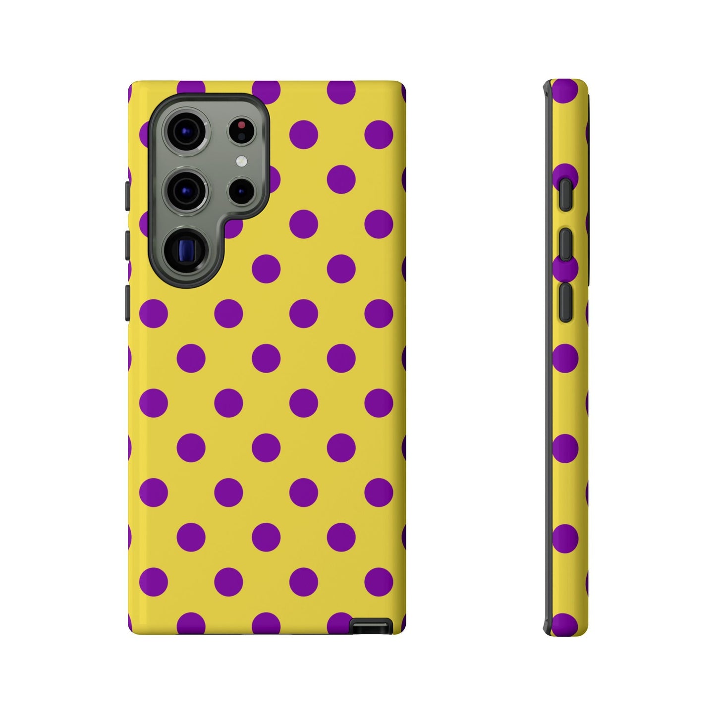 Phone Case - Bright Yellow with Purple Dots - Samsung Galaxy S23 Ultra / Glossy - Phone Case