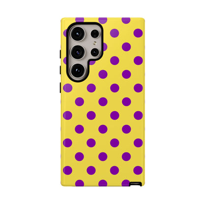 Phone Case - Bright Yellow with Purple Dots - Samsung Galaxy S24 Ultra / Glossy - Phone Case