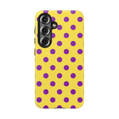 Phone Case - Bright Yellow with Purple Dots - Samsung Galaxy S25 / Matte - Phone Case