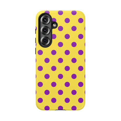 Phone Case - Bright Yellow with Purple Dots - Samsung Galaxy S25 Plus / Matte - Phone Case