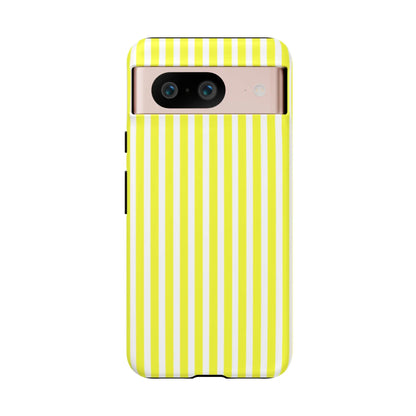 Phone case cover with a banana yellow and white striped tough hard shell for protective use on iphone samsung and google backs