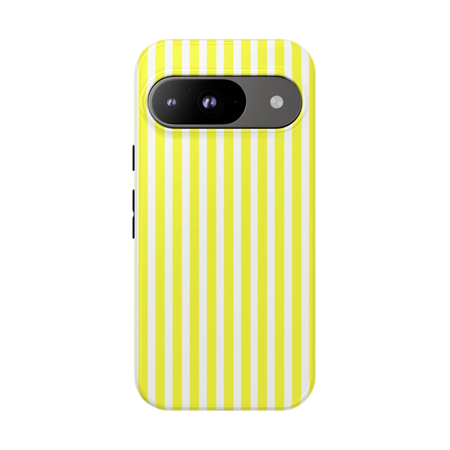 Phone case cover showing the back side with a banana yellow and white striped tough hard shell for iphone samsung google