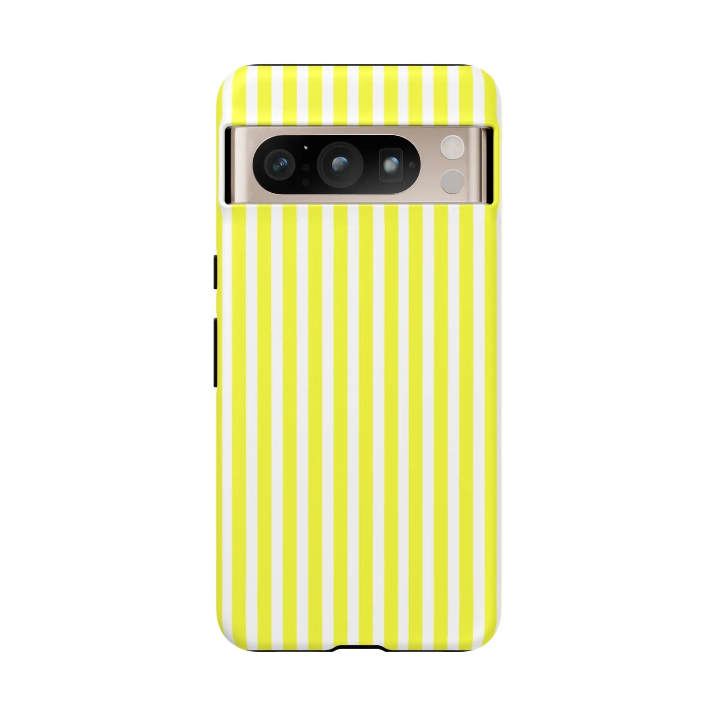 Phone case cover showing back side with banana yellow and white striped tough hard shell for iphone samsung google