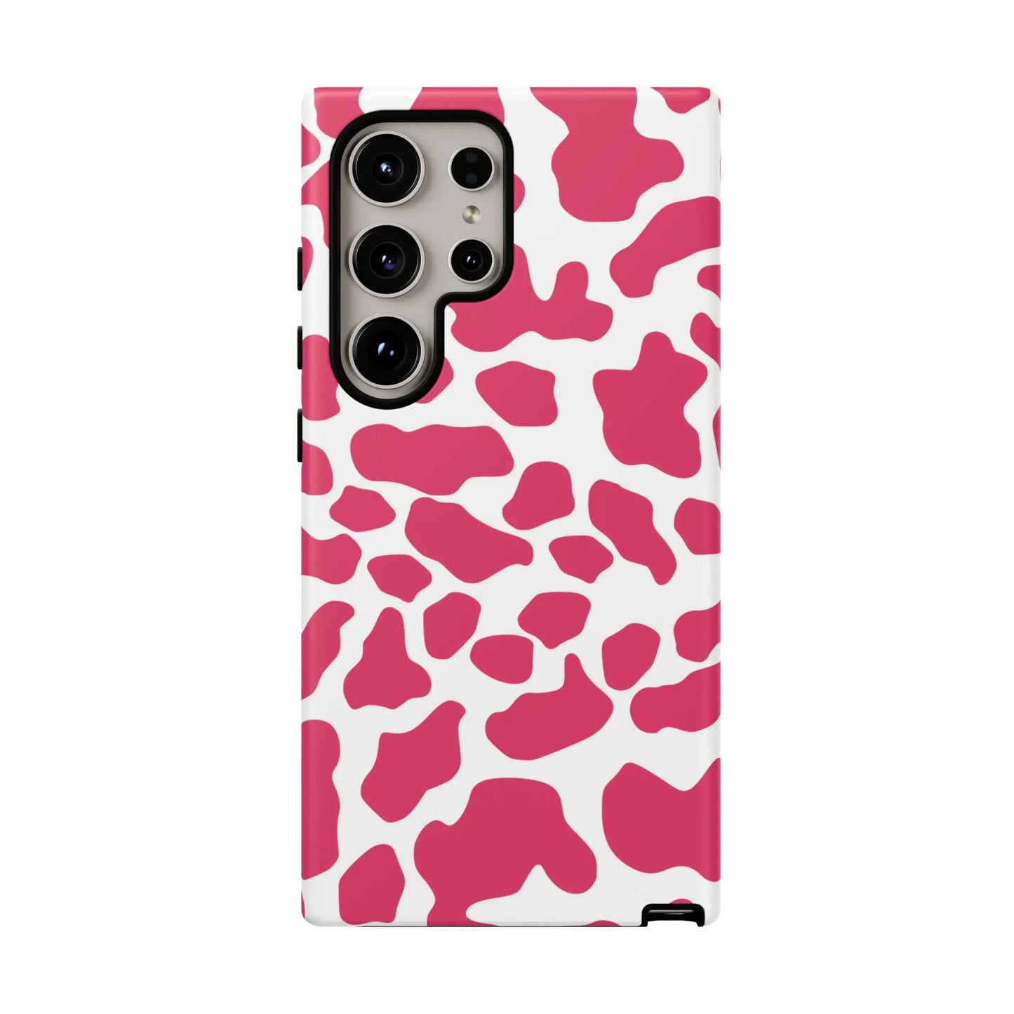 Pink and white cow print phone case back side with cute tough cases protection for stylish print phone case use