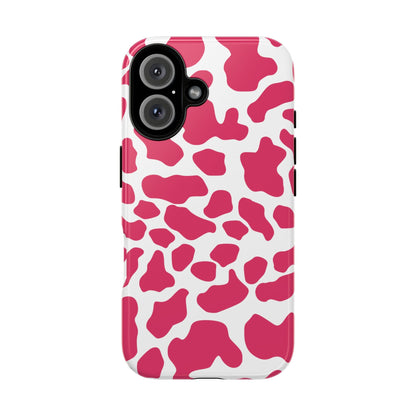 Pink Cow Print Phone Case Cover for iPhone Samsung Google smart phones - iPhone 16 / Glossy - Phone Case