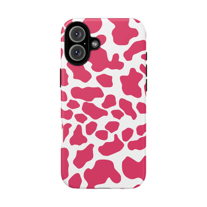 Pink Cow Print Phone Case Cover for iPhone Samsung Google smart phones - iPhone 16 Plus / Matte - Phone Case