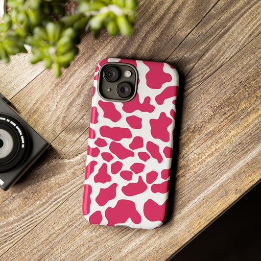 Pink Cow Print Phone Case Cover for iPhone Samsung Google smart phones - iPhone 15 / Glossy - Phone Case