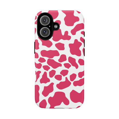 Pink Cow Print Phone Case Cover for iPhone Samsung Google smart phones - iPhone 16 / Matte - Phone Case