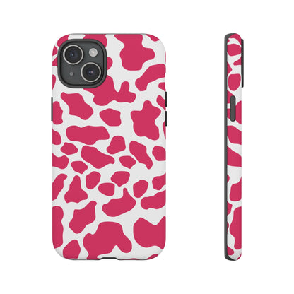 Pink Cow Print Phone Case Cover for iPhone Samsung Google smart phones - iPhone 15 Plus / Matte - Phone Case