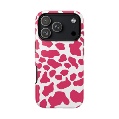 Pink Cow Print Phone Case Cover for iPhone Samsung Google smart phones - iPhone 17 Pro / Glossy - Phone Case