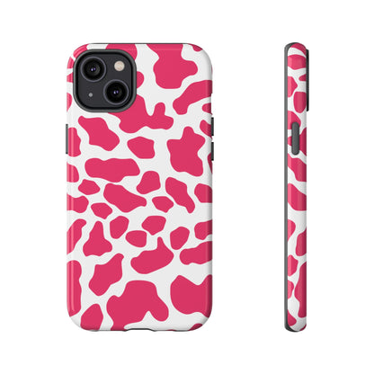 Pink Cow Print Phone Case Cover for iPhone Samsung Google smart phones - iPhone 14 Plus / Glossy - Phone Case