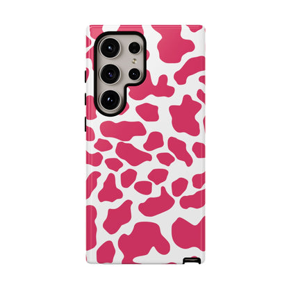 Pink Cow Print Phone Case Cover for iPhone Samsung Google smart phones - Samsung Galaxy S24 Ultra / Glossy - Phone Case