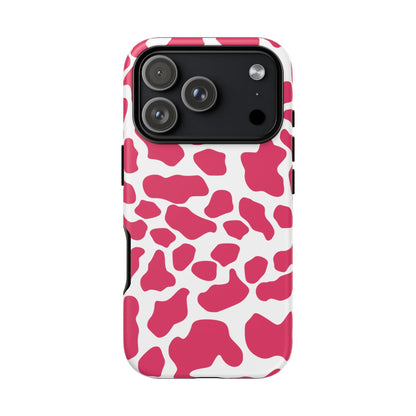 Pink Cow Print Phone Case Cover for iPhone Samsung Google smart phones - iPhone 17 Pro / Matte - Phone Case