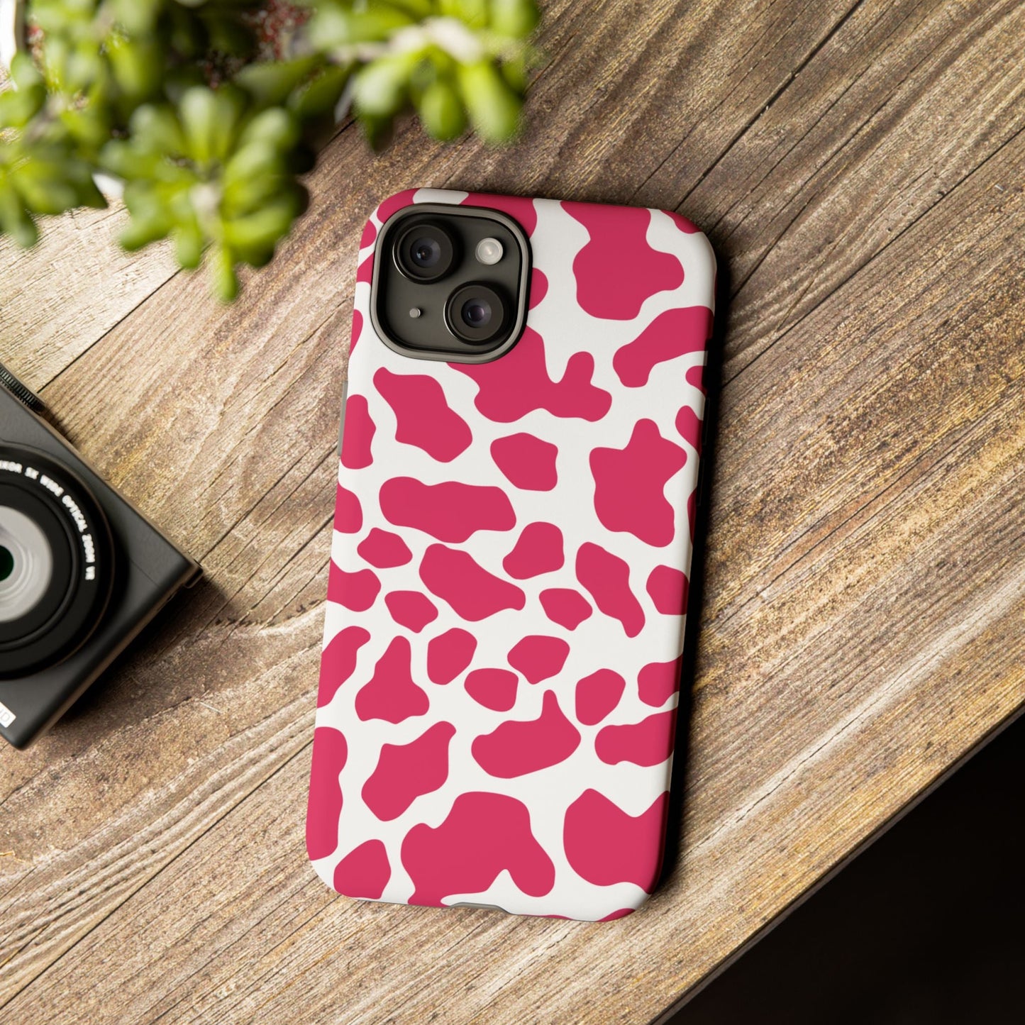 Pink Cow Print Phone Case Cover for iPhone Samsung Google smart phones - Phone Case