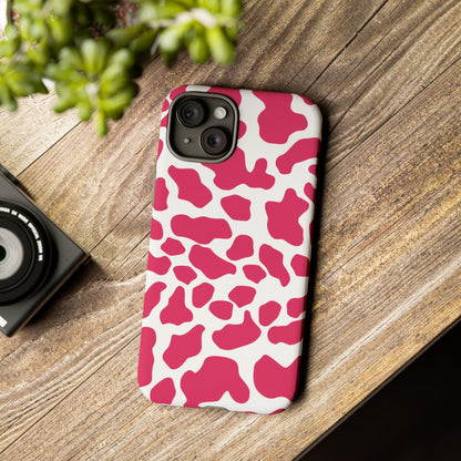 Pink Cow Print Phone Case Cover for iPhone Samsung Google smart phones - Phone Case