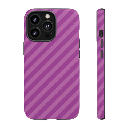 Purple diagonal-striped phone case cover showing back side with sleek modern design for pink diagonal phone use
