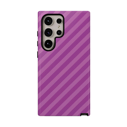 Purple diagonal phone case cover with sleek modern design shown from the back in pink diagonal phone style