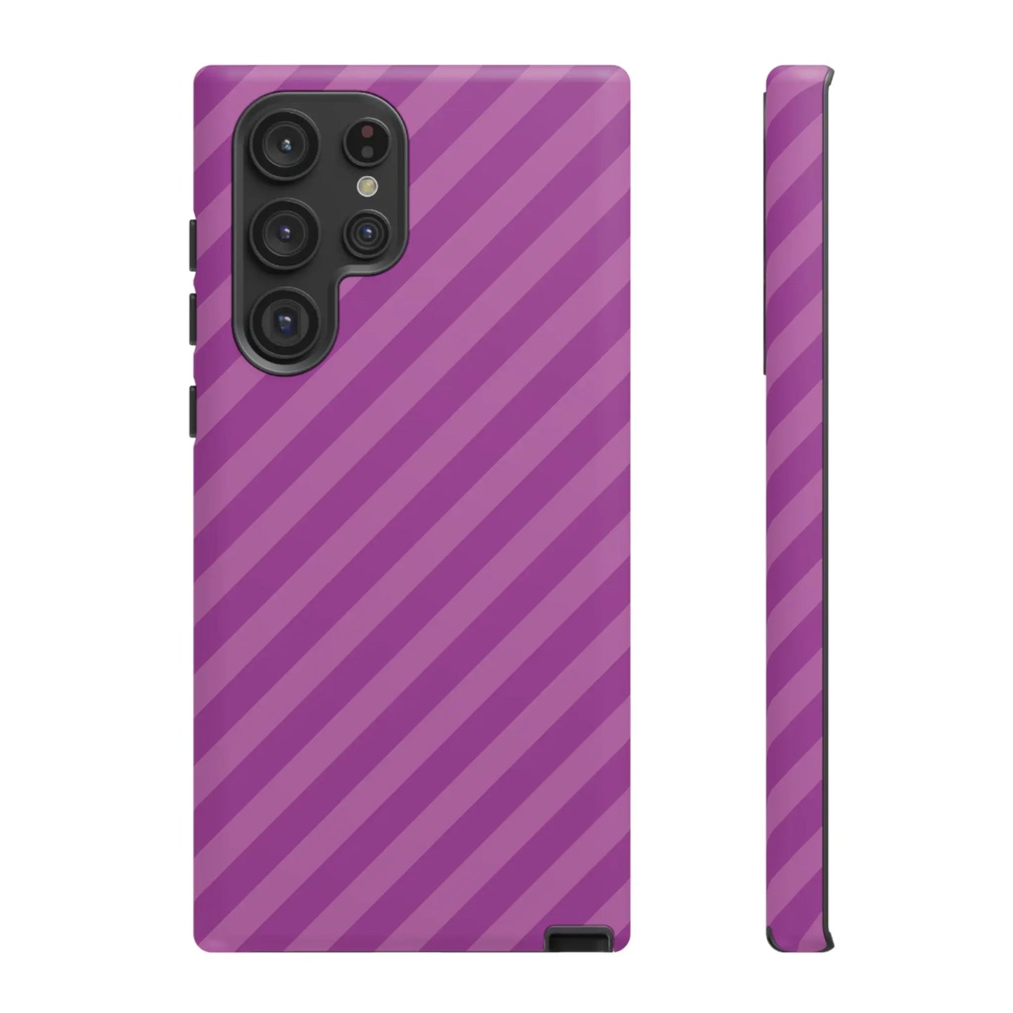 Back view of a purple diagonal phone case cover with sleek modern design protective shell pink diagonal phone accessory
