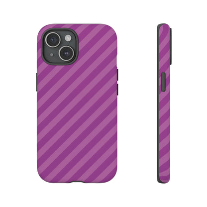 Back side of a sleek purple diagonal phone case cover with modern design for protective pink diagonal phone accessories