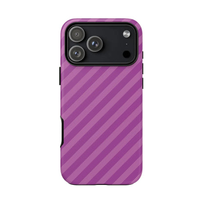 Back of a purple diagonal phone case cover with black camera cutout for protective phone accessory gift