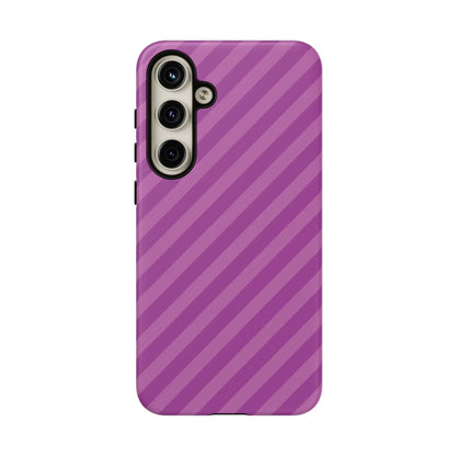 Back view of a purple diagonal phone case cover with sleek modern design for protective pink diagonal phone use