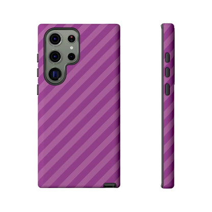 Back side of a purple diagonal phone case cover with sleek modern design for protective phone accessories gift
