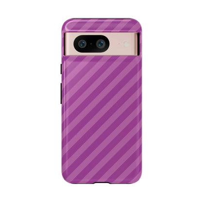 Back side of a purple diagonal phone case cover with sleek glossy finish for protective pink diagonal phone accessory gift