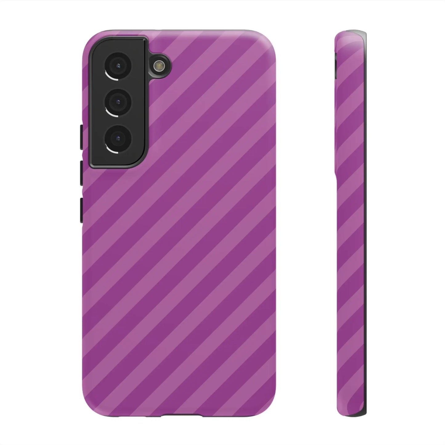 Purple diagonal phone case cover with sleek modern design shown from the back as a protective phone accessory