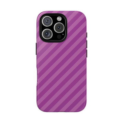 Back side of a purple diagonal phone case cover with glossy finish designed as a protective shell and phone accessory