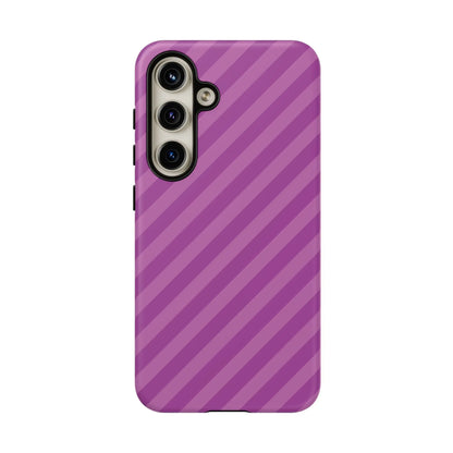 Back side of a sleek purple diagonal phone case cover with protective shell for pink diagonal phone accessories and gifts