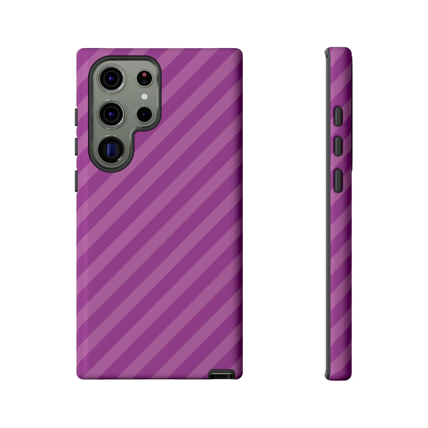 Back view of a purple diagonal phone case cover with sleek stripes and modern protective shell for phone accessories gift