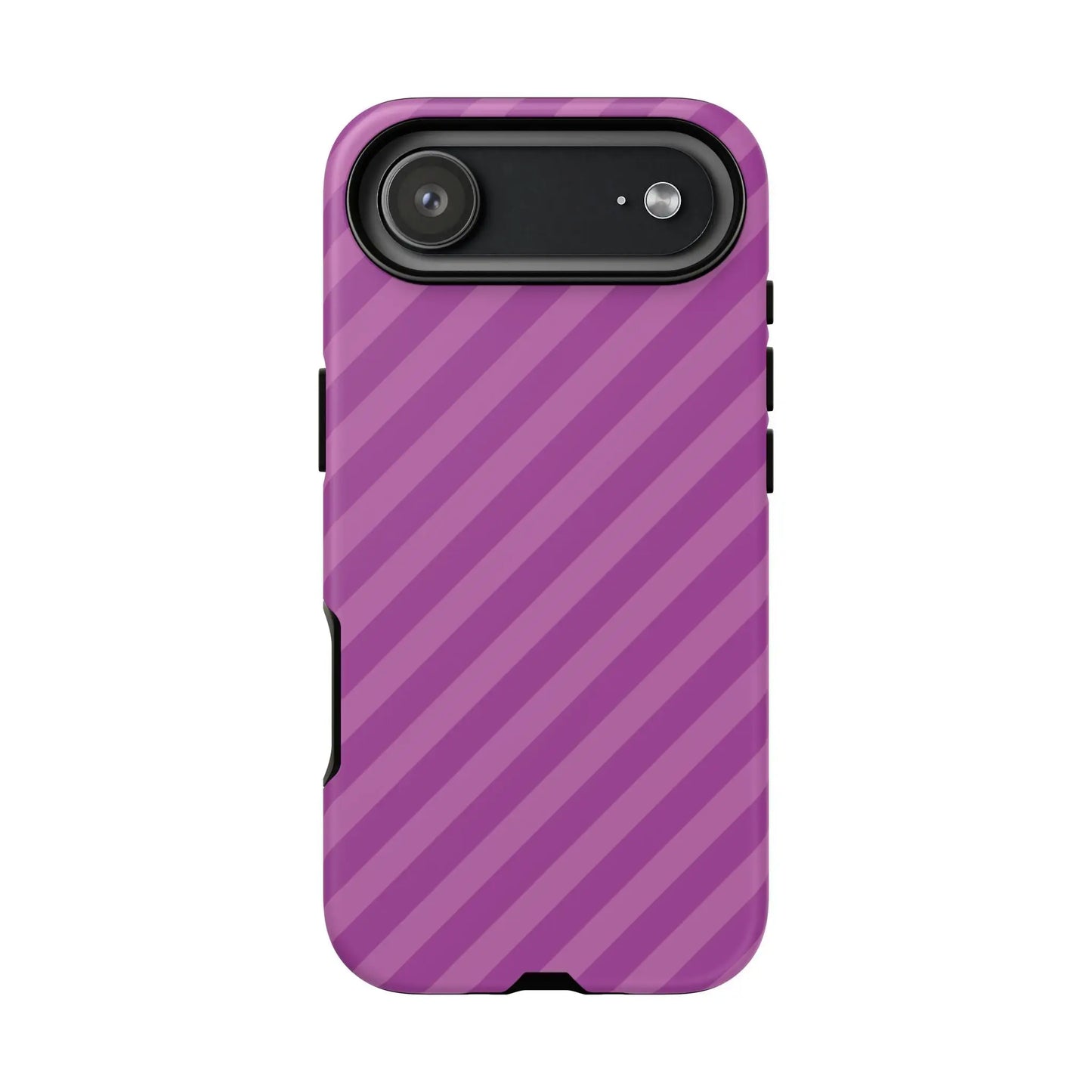 Back of a purple diagonal phone case cover with black camera cutout for protective phone accessories gift