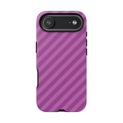 Back of a purple diagonal phone case cover with black camera cutout for protective phone accessories gift